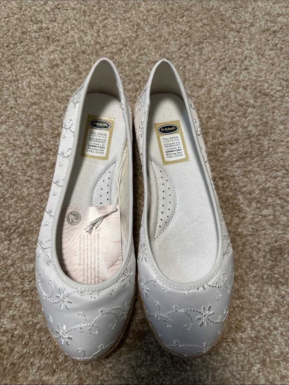 Dr. Scholl's white Embroidered Ballet Flats
